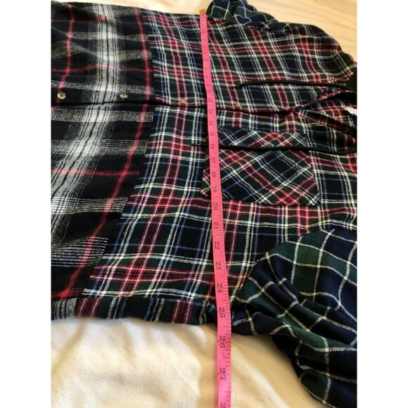 Rue21 Hooded Shirt Womens Large Plaid Button-up Oversized Grunge Emo Losercore - Picture 5 of 6